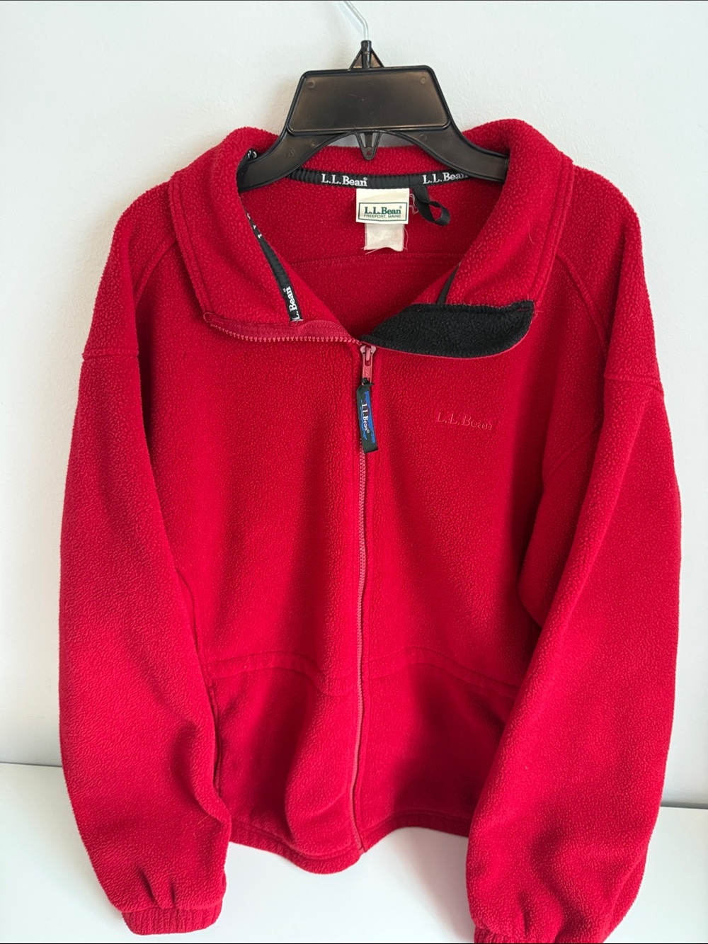 L.L. Bean Red Fleece Zip-Up Jacket